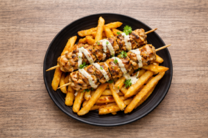 Chicken Souvlaki On Fries